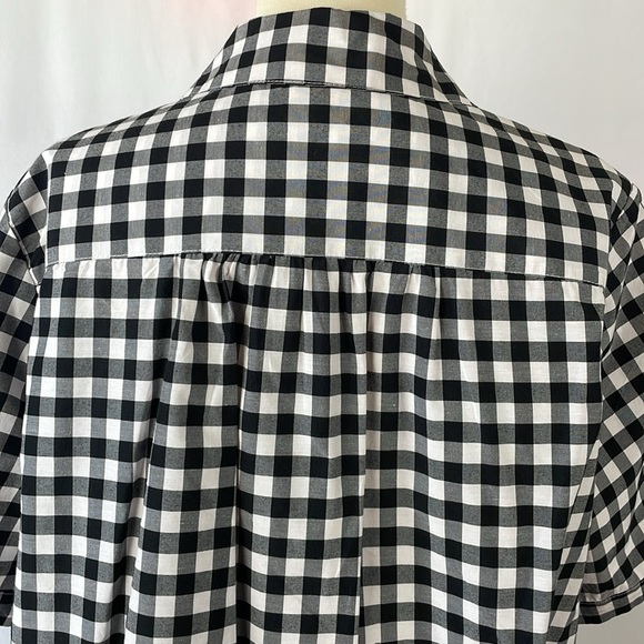 Roaman's Black and White Checked Blouse w/ Tie Sleeves & Front Pocket - Size 18W - Picture 7 of 11